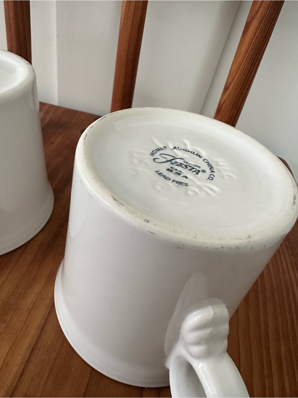 Set of 2 Vintage Fiesta White Classic Ring Mug Cup Coffee Tea Cup Fiestaware - Picture 3 of 4